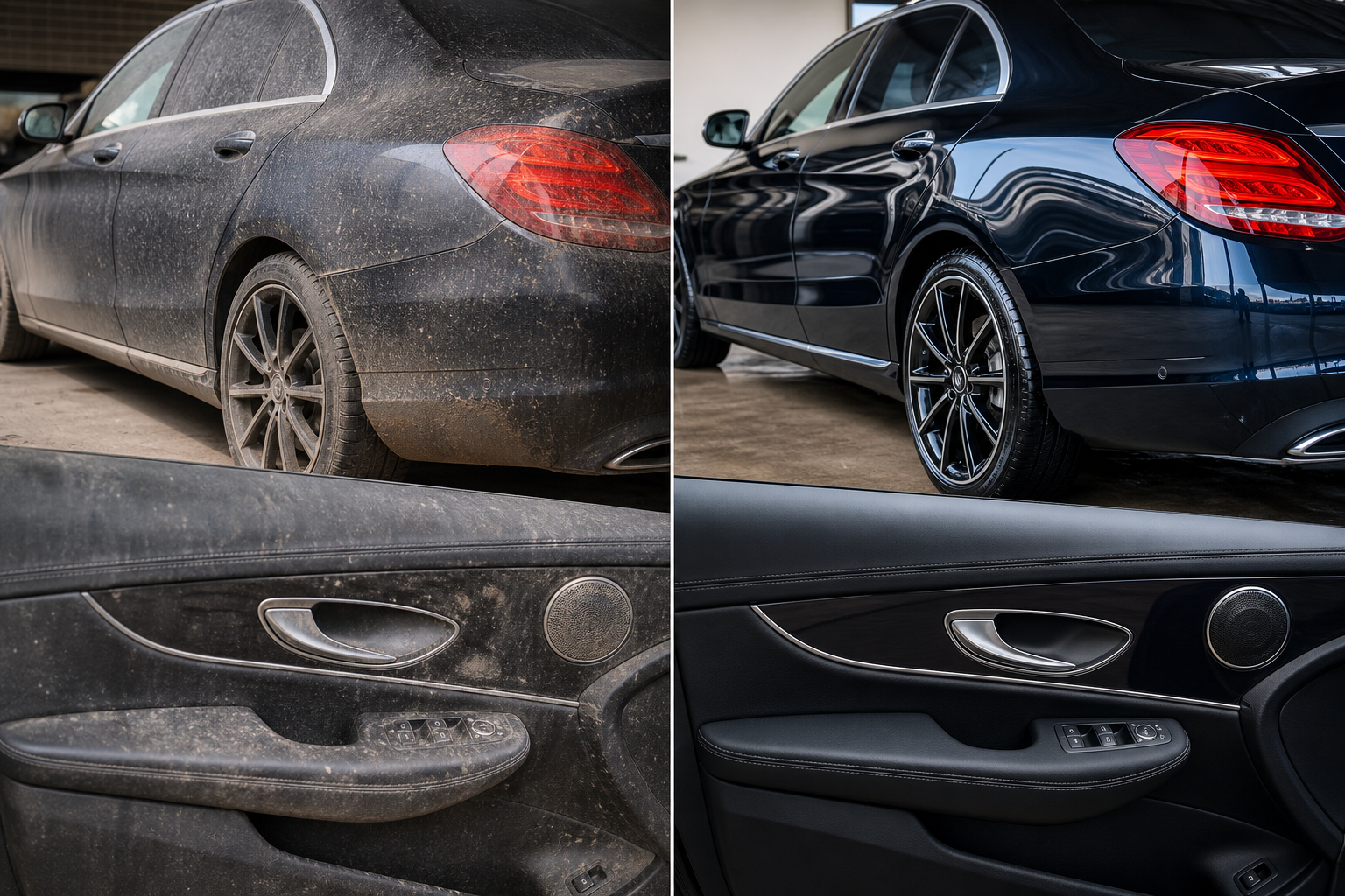 Antes y despues de detailing de auto