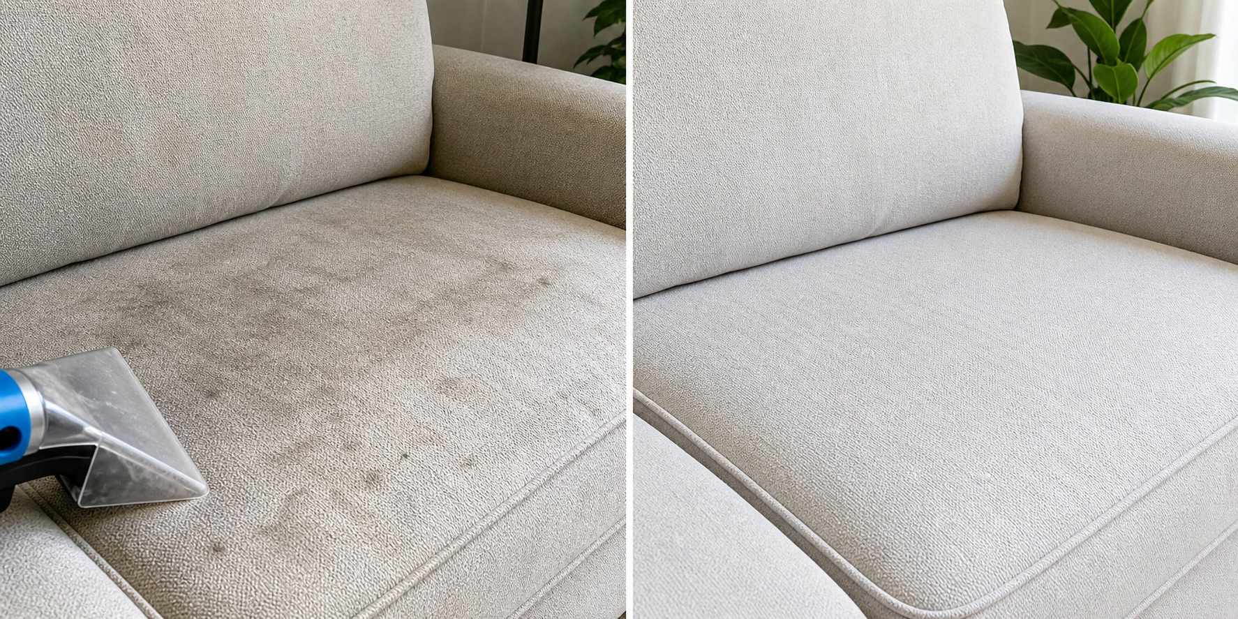 Antes y despues de limpieza de sofa o colchon